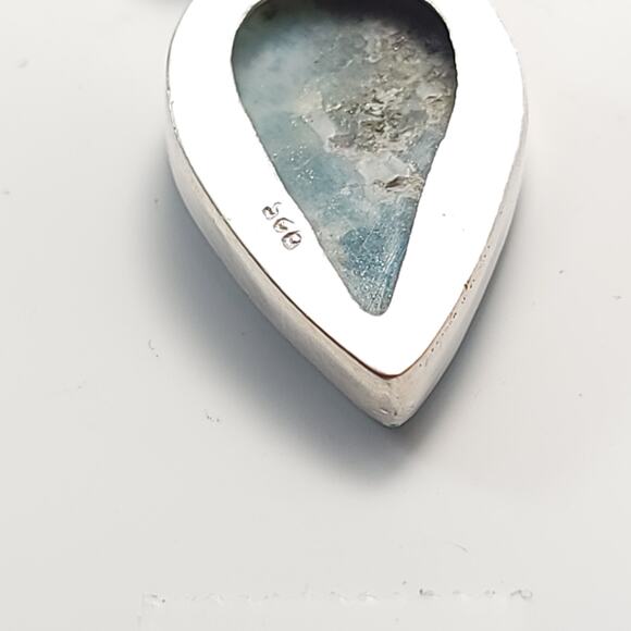 Serene Trio Larimar Sterling Pendant (2.5") on 18" Chain - Picture 3 of 10